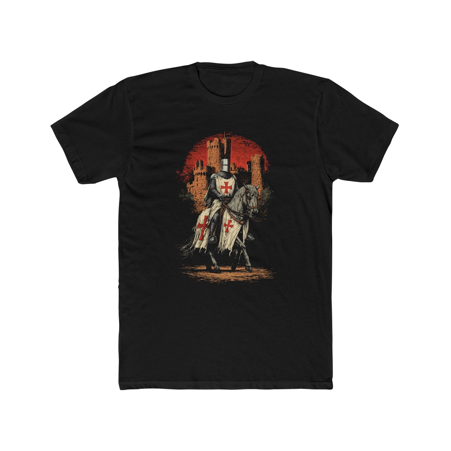 The Knight Templar Crusader T-shirt, Medieval Castle Illustration Shirt, Crusades Medieval Warrior Men's Tee