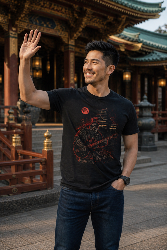 Japanese Samurai playing Guitar T-shirt