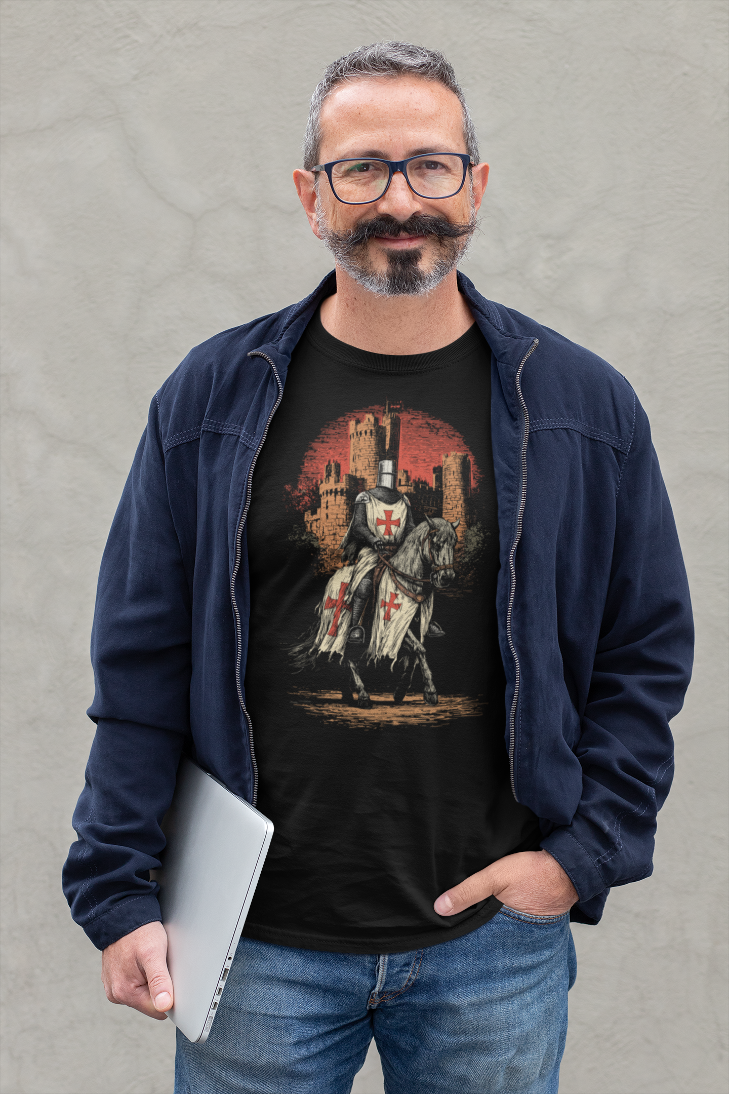 The Knight Templar Crusader T-shirt, Medieval Castle Illustration Shirt, Crusades Medieval Warrior Men's Tee