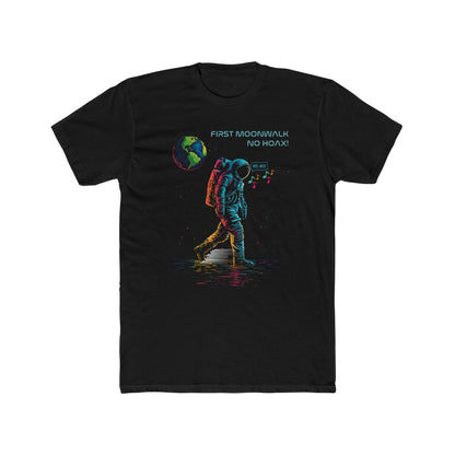 First Moonwalk No Hoax T-Shirt, Funny Astronaut Space Parody Tee, 1969 Moon Fake Landing Joke Shirt, Retro Sci-Fi Conspiracy Theory Men's Tee