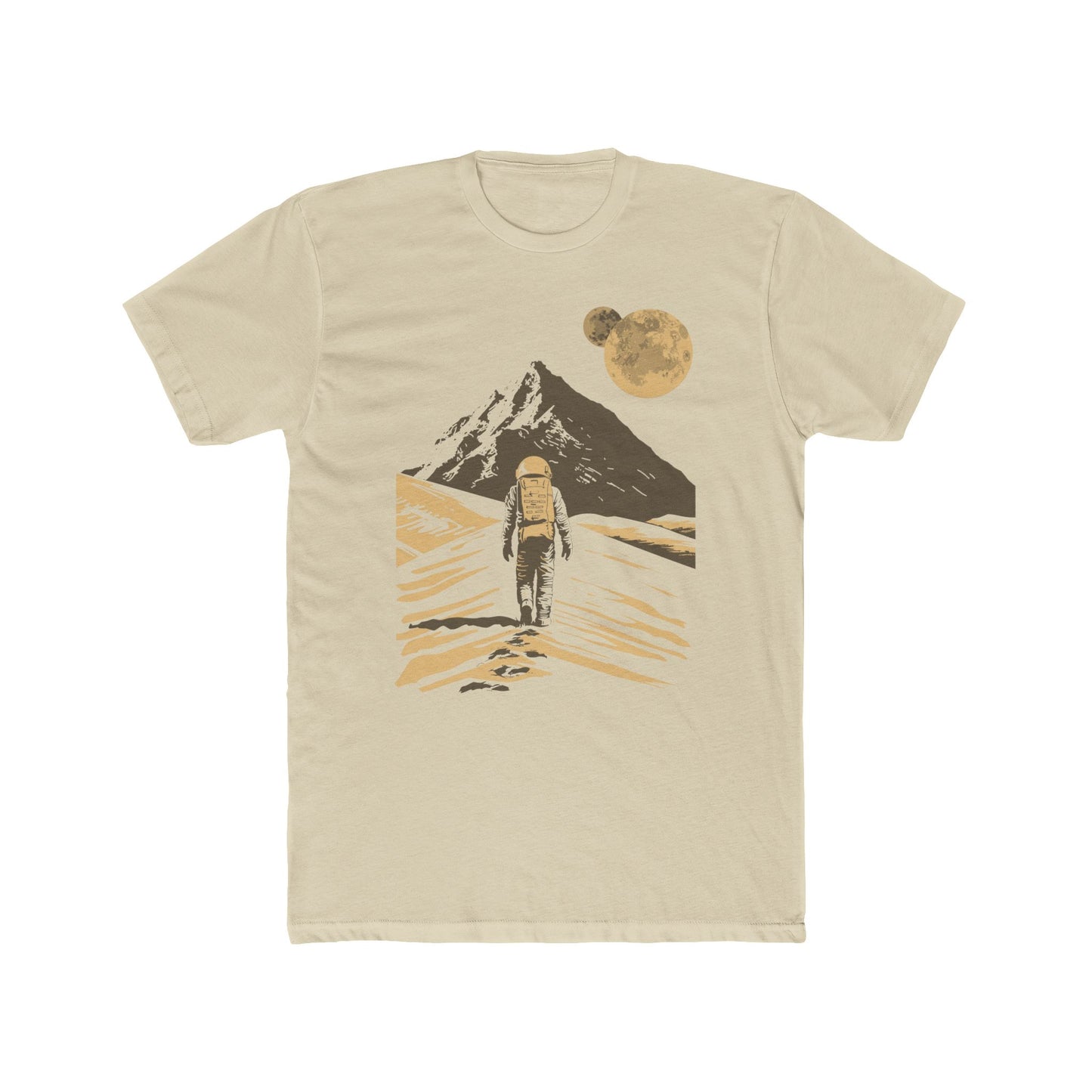 Astronaut in Mars T-shirt, Two Moons Planet Space, Astronaut Walking in Mars, Space Exploration Science, Men's Tee