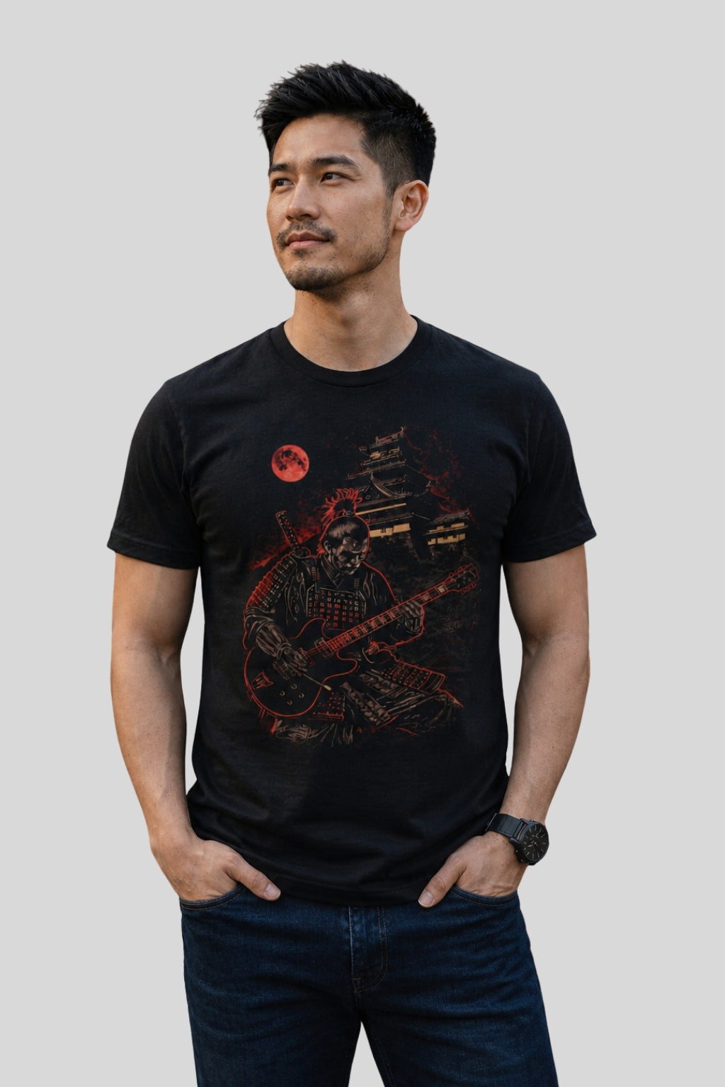 Japanese Samurai playing Guitar T-shirt