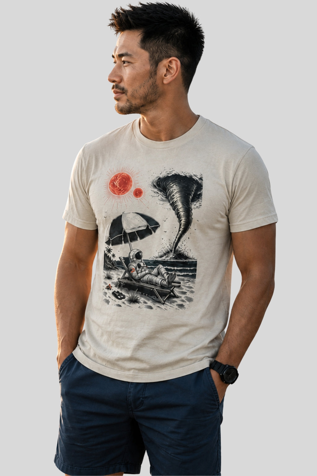 Chill Astronaut at an Alien Beach T-shirt
