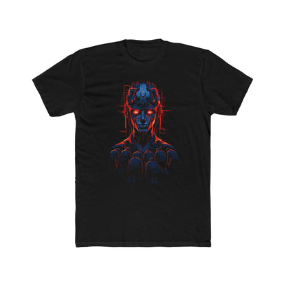Cyber AI Robot Overlord T-Shirt, Futuristic AI Robot with Bowing Humans, Cyberpunk Sci-Fi Graphic Tee, Men's Tee