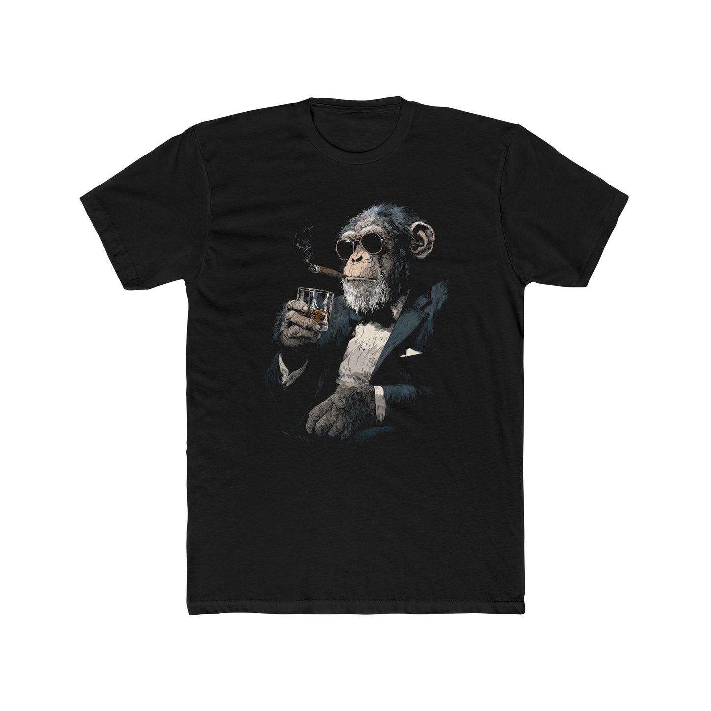 Gentleman Chimpanzee T-Shirt, Suited Monkey Smoking Cigar Art Men's Tee