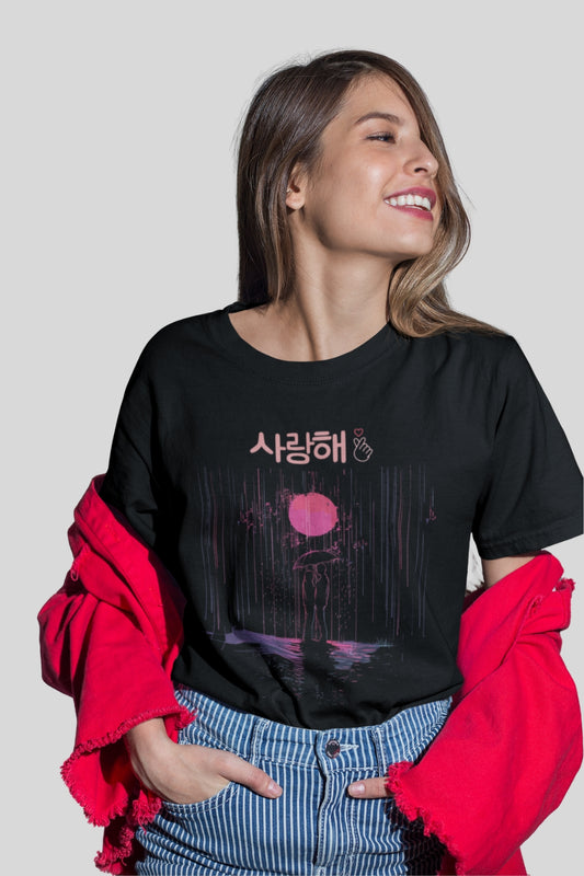 Saranghae 사랑해 Korean love hand gesture T-shirt