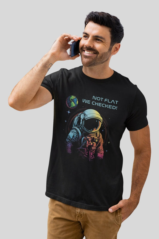 Not Flat We Checked Flat Earth Conspiracy Theory T-shirt