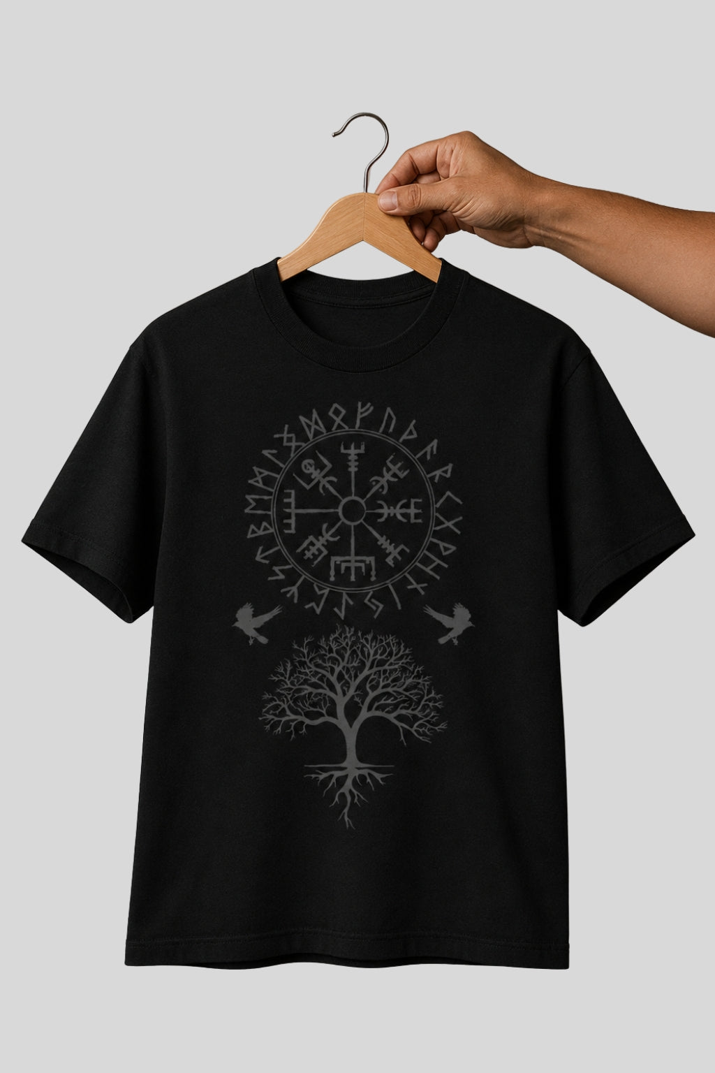 Vegvisir Yggdrasil Huginn and Muninn Ravens Viking T-Shirt