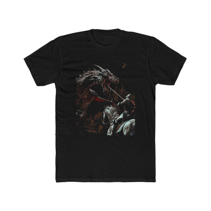 Medieval Knight vs Dragon T-Shirt, Saint George Legend at Cappadocia Graphic Tee,  Medieval Fantasy Warrior Men's Tee