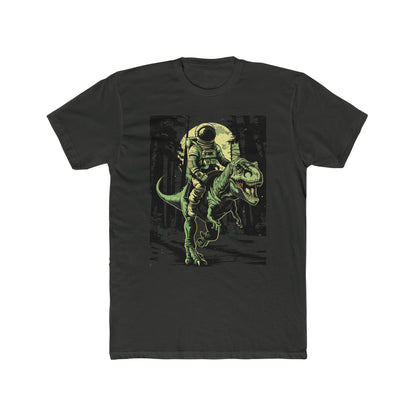 Astronaut Riding a T-Rex T-Shirt – Retro Space Dinosaur Graphic Tee for Sci-Fi & Adventure Lovers | Futuristic Cosmic Dino Art Men's Tee
