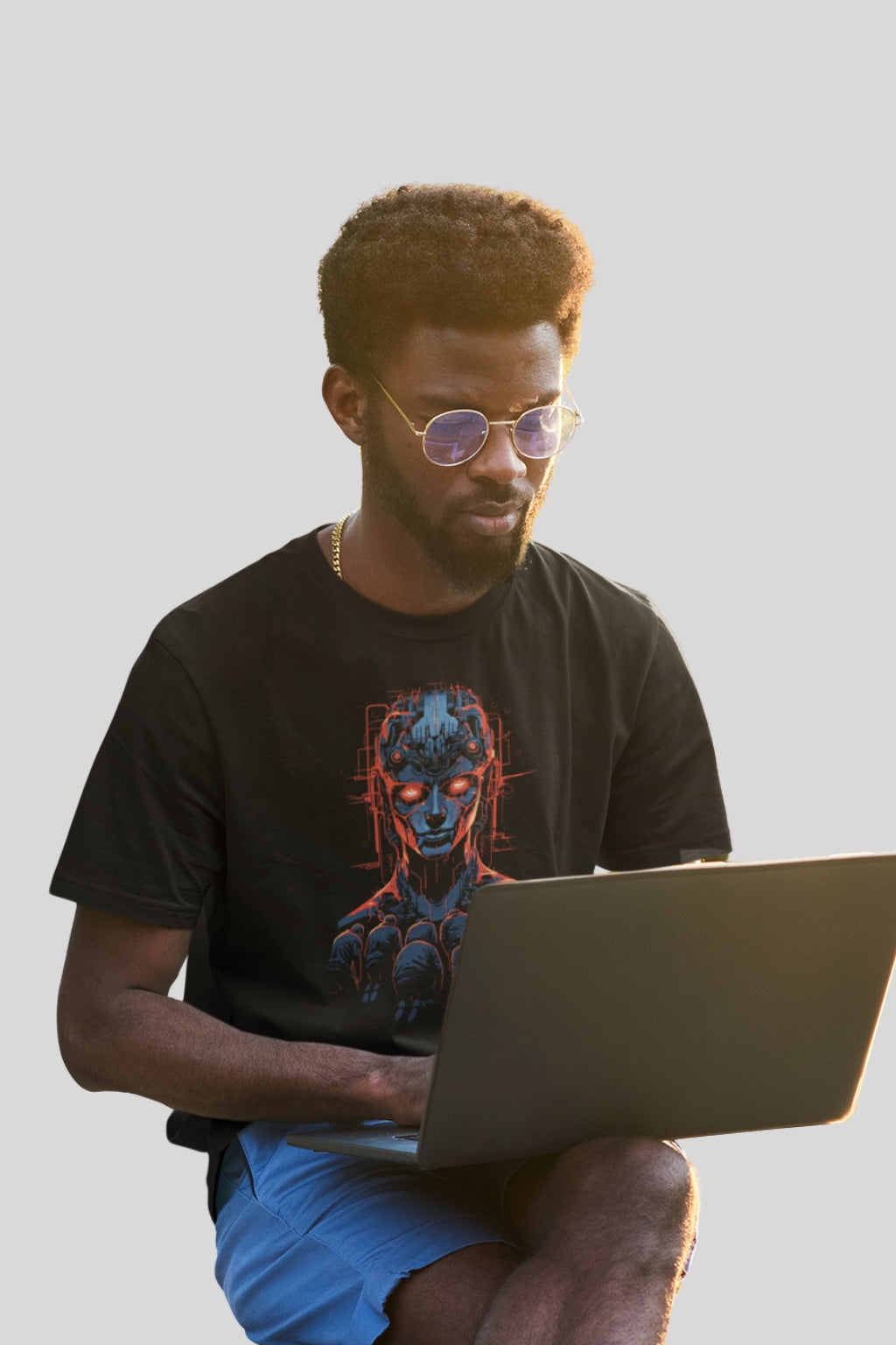 Cyber AI Robot Overlord Cyberpunk Sci-Fi T-Shirt