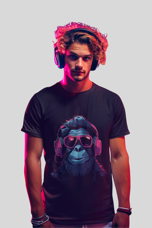 Cool Monkey Listening to Music Rave Party T-shirt