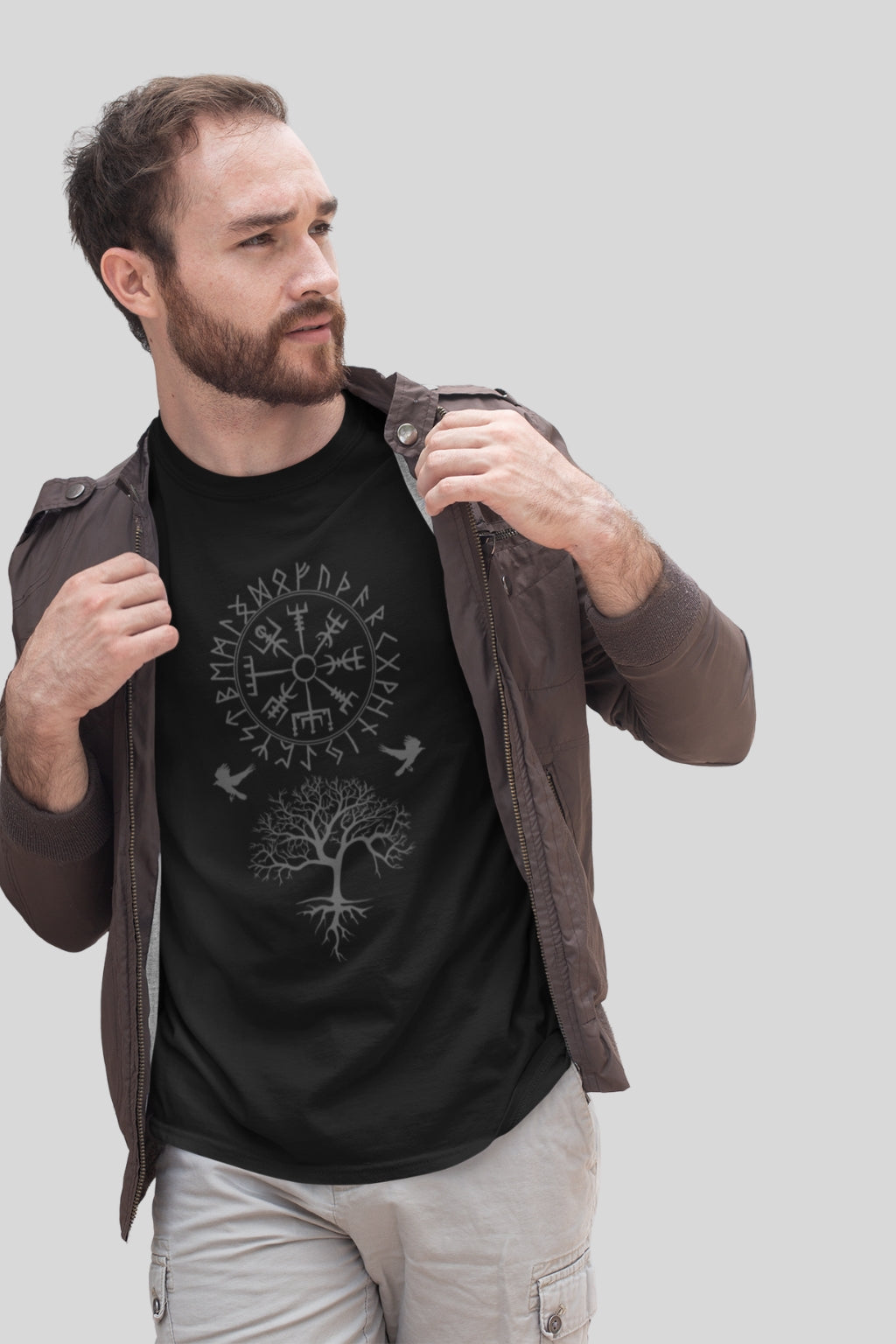 Vegvisir Yggdrasil Huginn and Muninn Ravens Viking T-Shirt