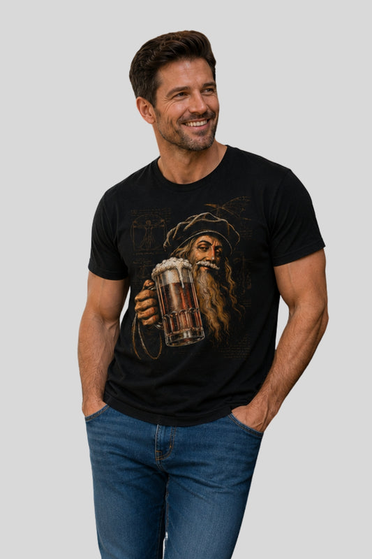 Leonardo da Vinci with a Beer, Renaissance T-Shirt