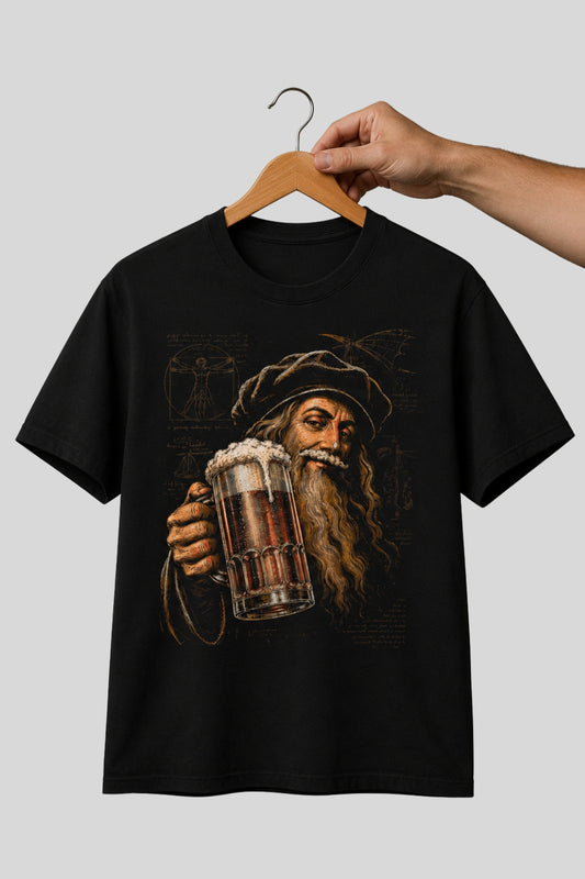 Leonardo da Vinci with a Beer, Renaissance T-Shirt