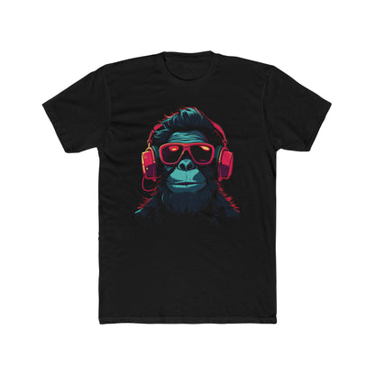 Cool Gorilla listening to music with Headphones, Cool Monkey DJ with Sunglasses, Cool Techno Music T-shirt, Men's Tee