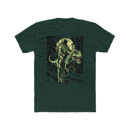 Astronaut Riding a T-Rex T-Shirt – Retro Space Dinosaur Graphic Tee for Sci-Fi & Adventure Lovers | Futuristic Cosmic Dino Art Men's Tee