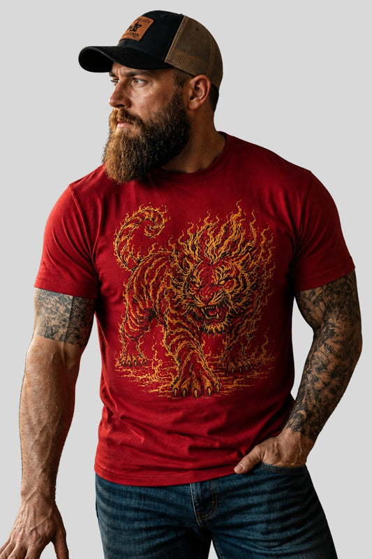 Flame Tiger, Fire Animal Graphic T-Shirt
