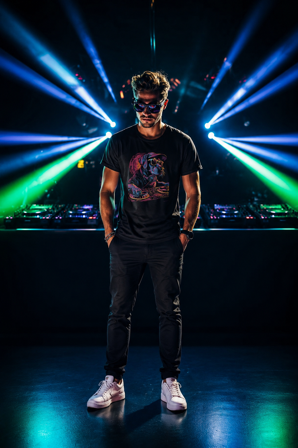 Funny Dog DJ Rave Party T-shirt