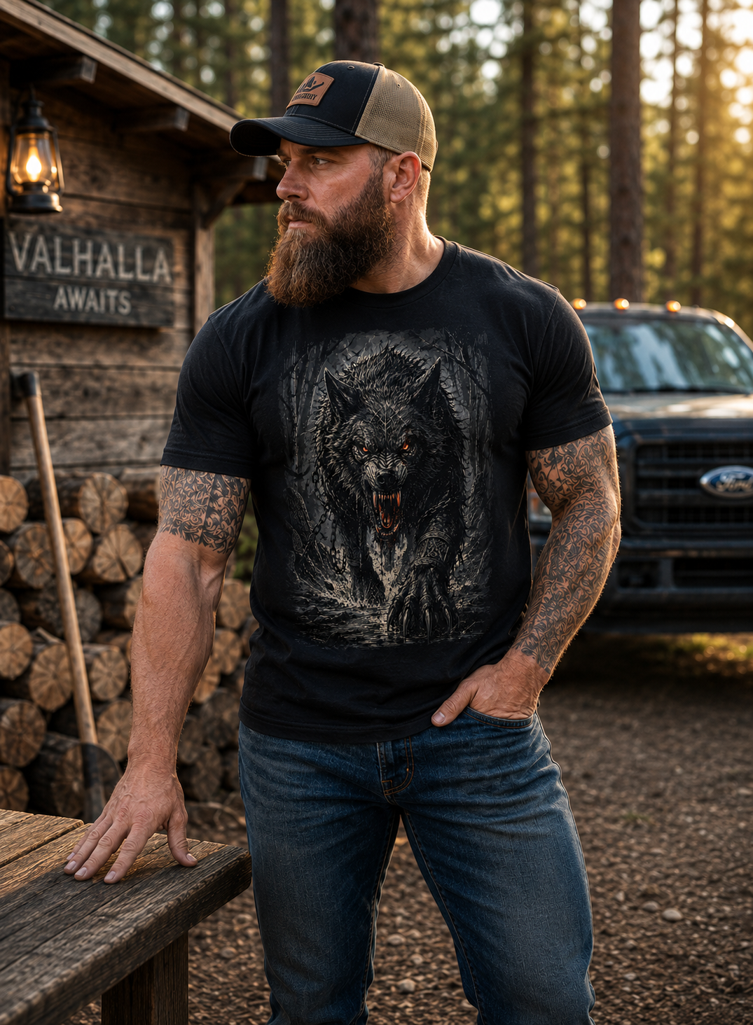 Fenrir, the Monstrous Wolf Norse Mythology T-Shirt