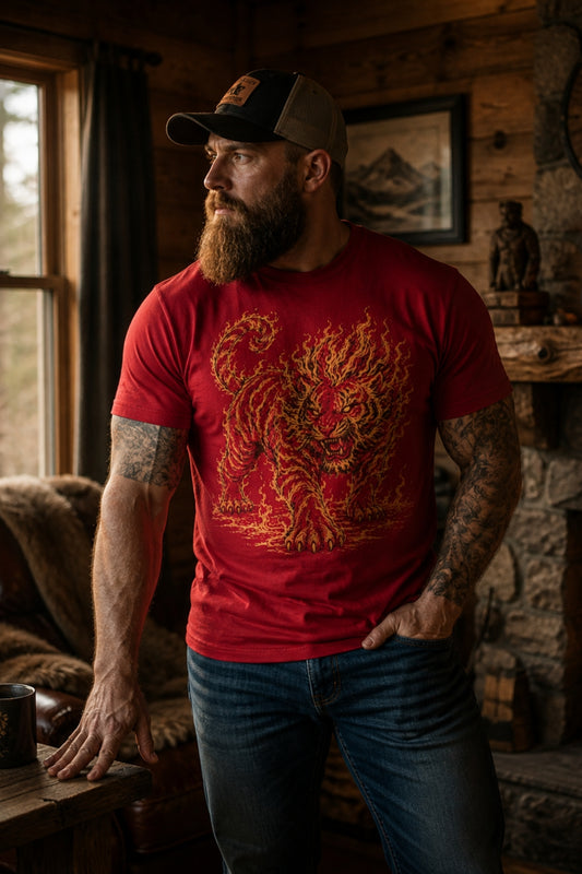 Flame Tiger, Fire Animal Graphic T-Shirt