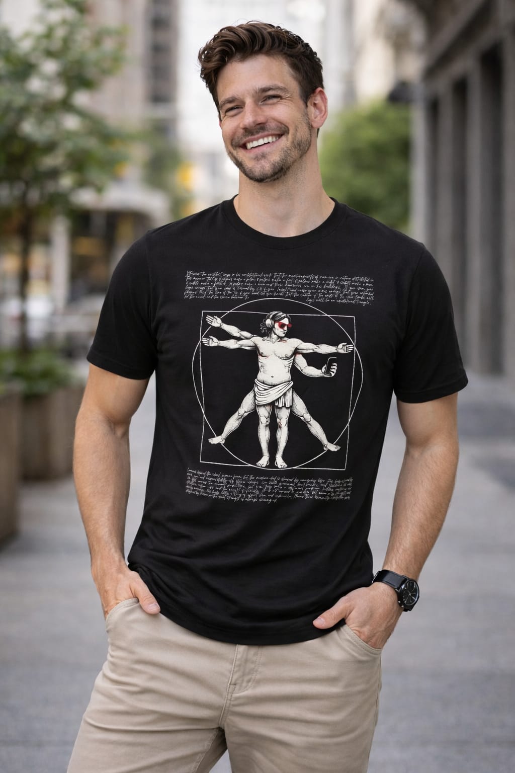 Vitruvian Modern Dad Renaissance Art T-Shirt