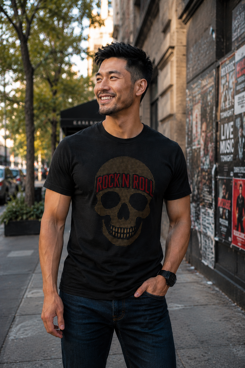 Rock 'N' Roll Skull Vintage Rock Music T-shirt