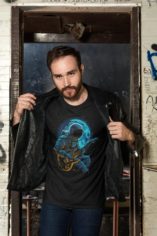 Space Musician T-shirt, Astronaut playing Guitar, Music Rock Science Space Men's Tee