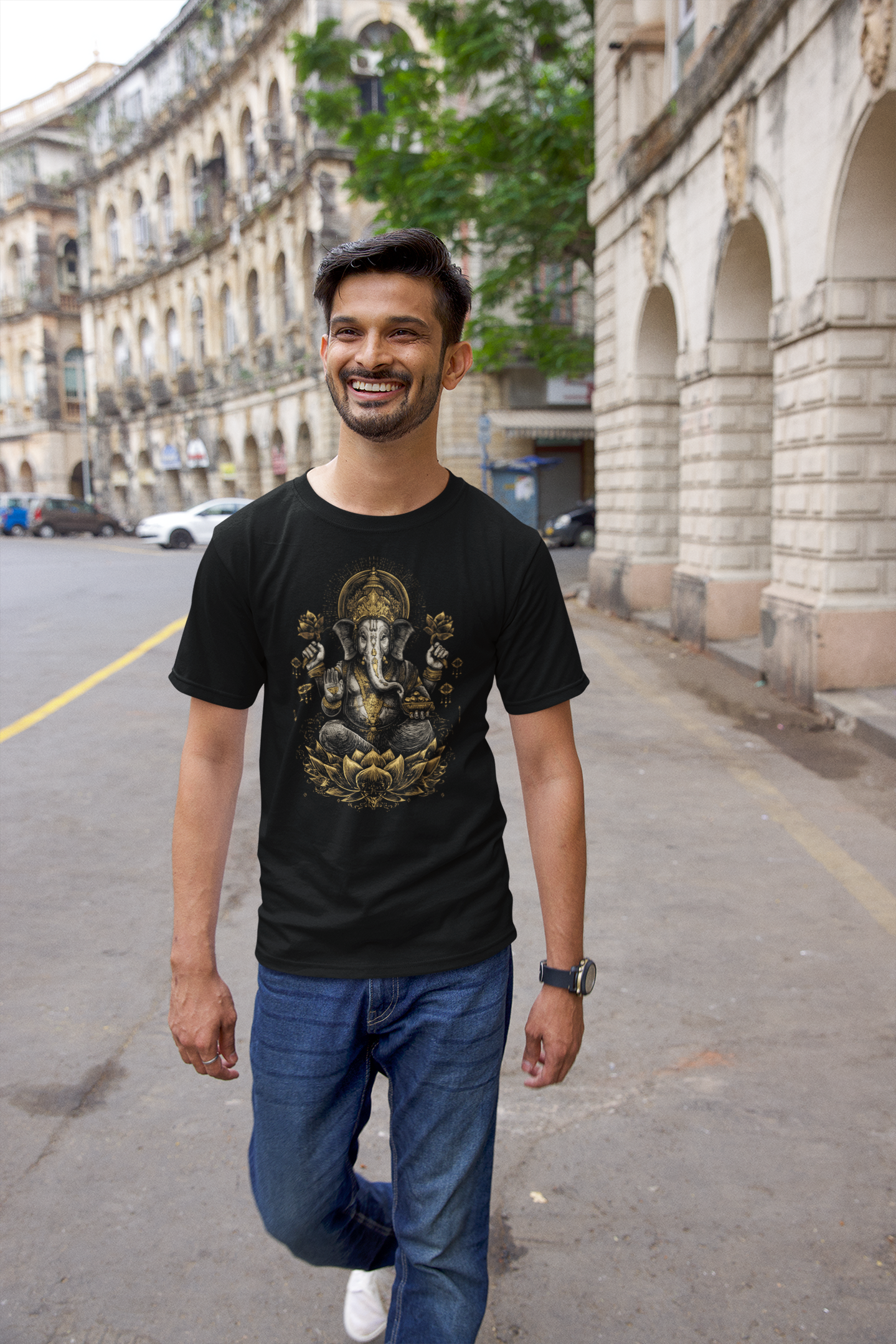 Sacred Lord Ganesha T-Shirt, Prosperity & Abundance Indian Graphic Tee, Hindu Elephant God Spiritual Art Shirt, Unisex Tee