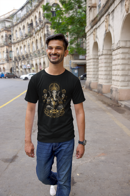 Sacred Lord Ganesha T-Shirt, Prosperity & Abundance Indian Graphic Tee, Hindu Elephant God Spiritual Art Shirt, Unisex Tee