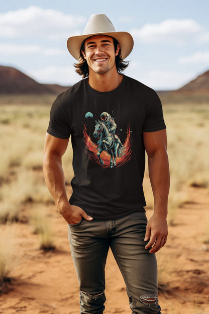 Astronaut Riding a Horse T-shirt, Astronaut in Space Horse Riding, Space Cowboy Shirt, Science T-shirt, Horse Lover Men's Tee
