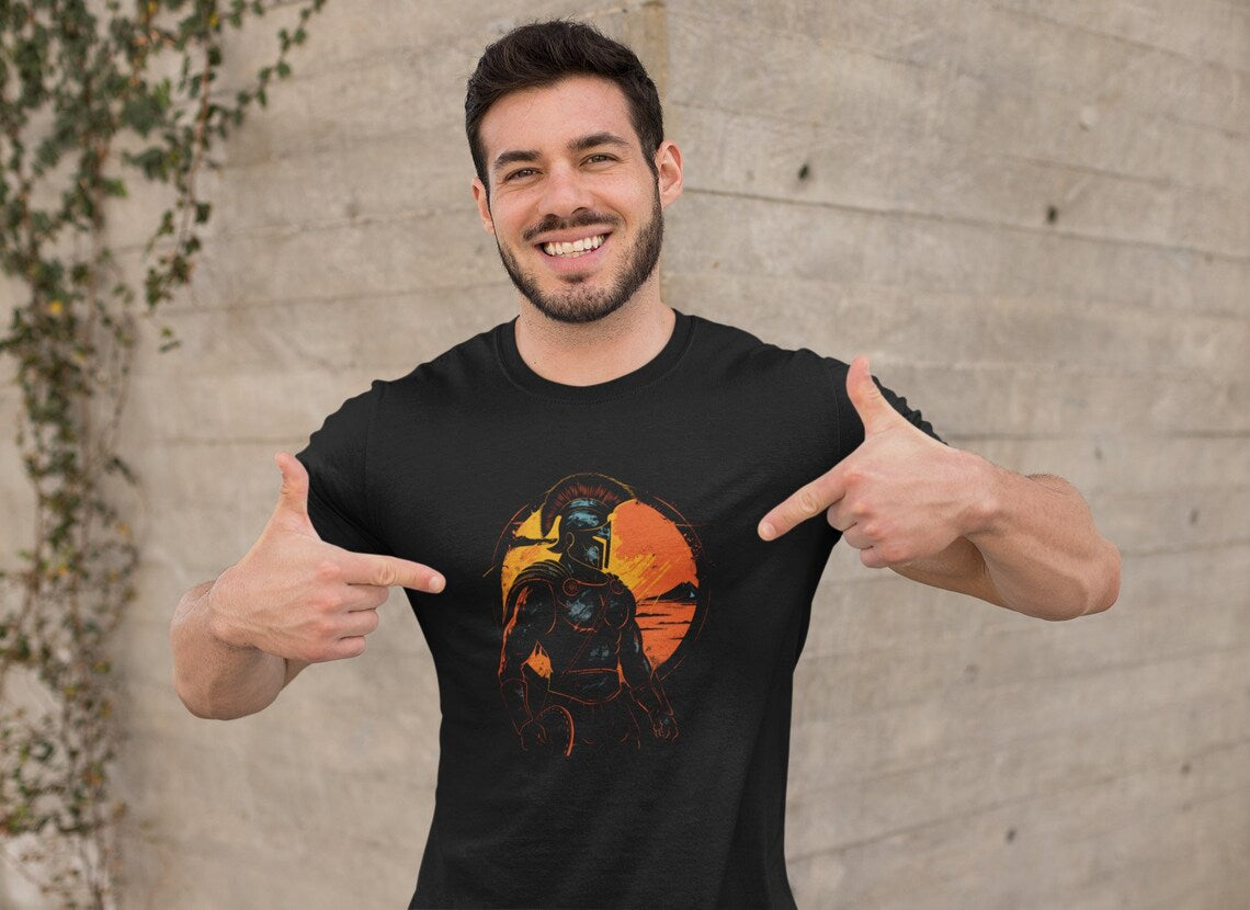 Spartan Warrior T-Shirt, Ancient Greek Soldier Graphic Tee, Peloponnesian War, Mythology & History Inspired Men's Tee