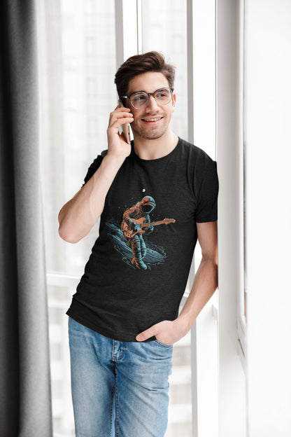 Astronaut playing Guitar T-shirt, Music Rock Science Space, Men's Tee