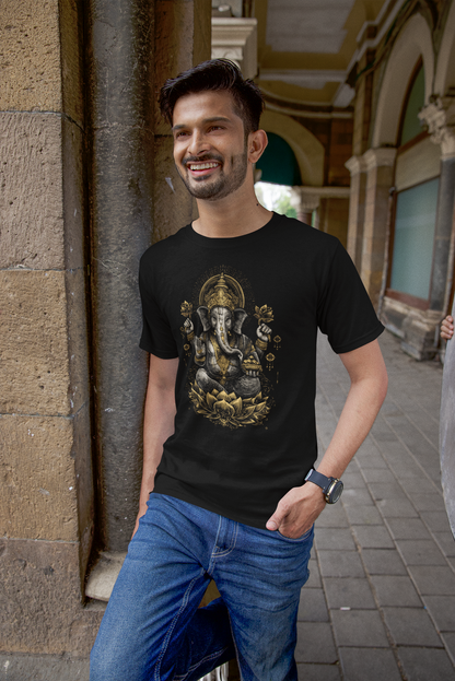 Sacred Lord Ganesha T-Shirt, Prosperity & Abundance Indian Graphic Tee, Hindu Elephant God Spiritual Art Shirt, Unisex Tee