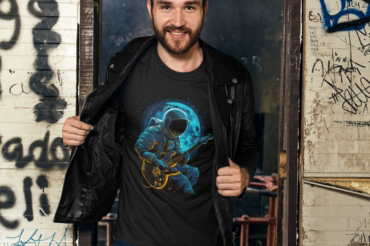 Space Musician T-shirt, Astronaut playing Guitar, Music Rock Science Space Men's Tee